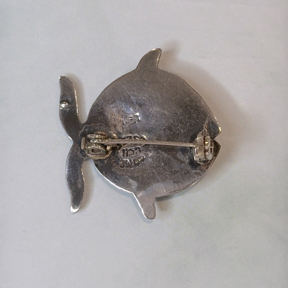 Vintage Taxco Mexico Sterling Silver Abalone Fish Pin Brooch - Picture 2 of 5